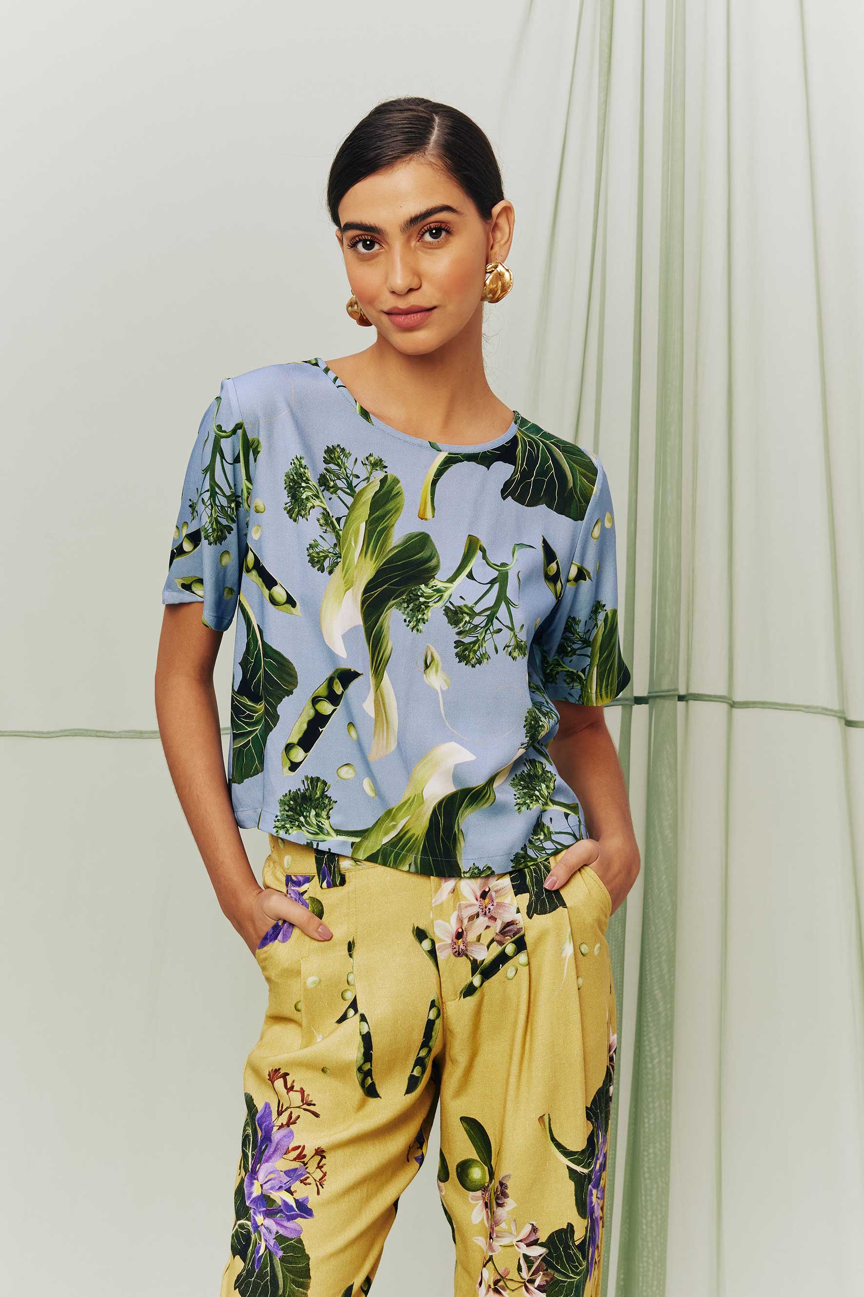 Benta Studio Napoles Blouse Um Pouco De Salada Azul