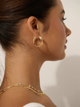 Load image into Gallery viewer, Lustre &amp; Sage Wavy Textured 18K Gold Plated Earrings
