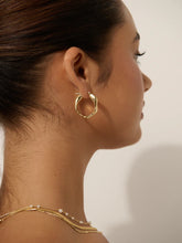 Load image into Gallery viewer, Lustre &amp; Sage Wavy Textured 18K Gold Plated Earrings
