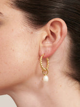 Load image into Gallery viewer, Lustre &amp; Sage Twist Pearl Drop 18K Gold Plated Earrings
