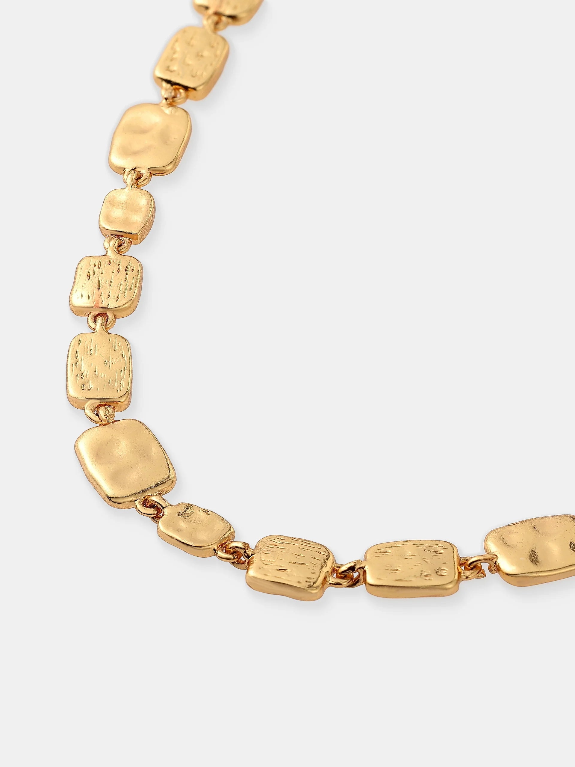 Lustre & Sage Hammered Plate 18K Gold Plated Necklace Gold