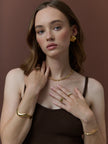 Lustre & Sage Hammered Plate 18K Gold Plated Necklace Gold