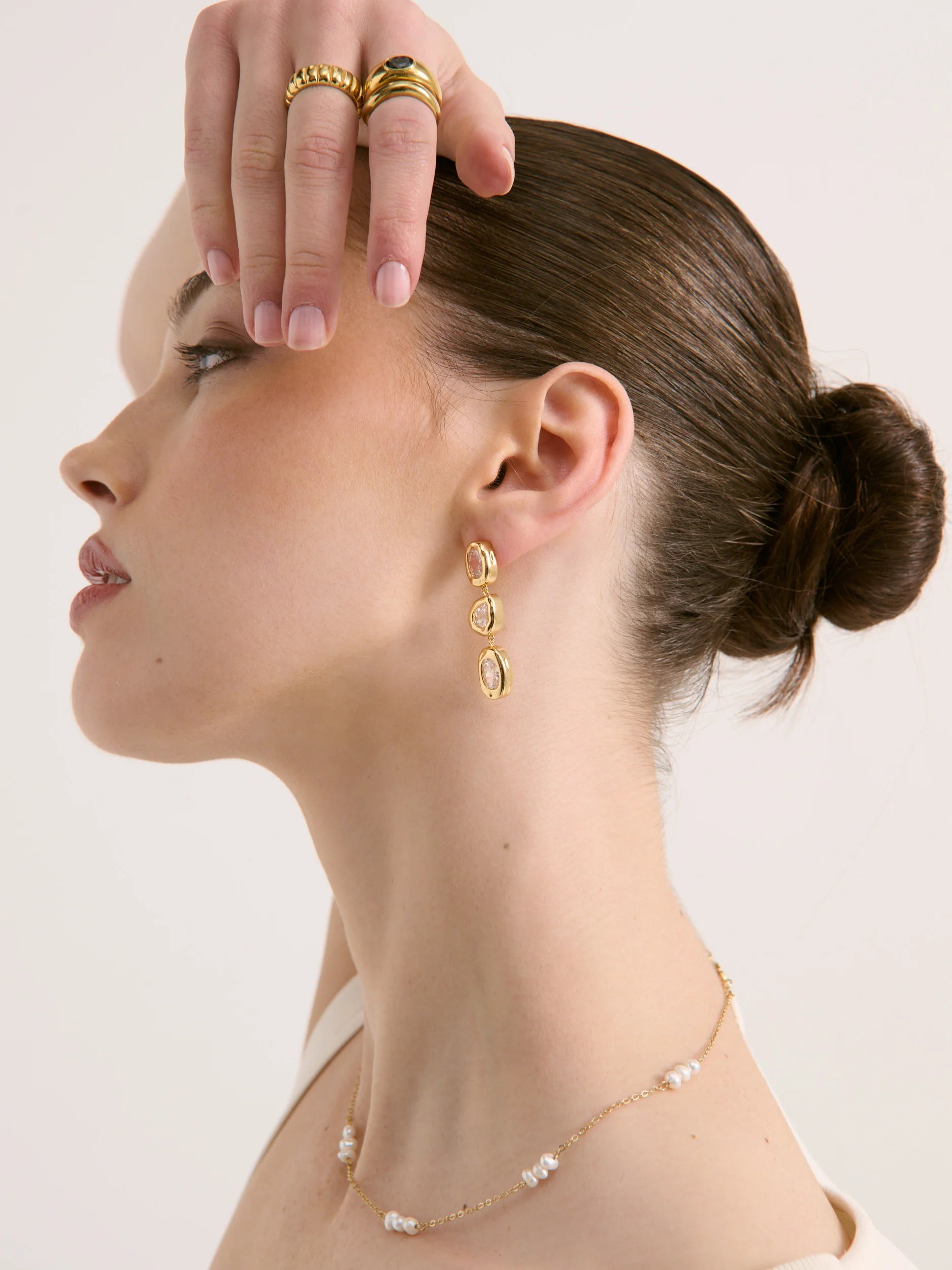 Lustre & Sage Cascade Crystal 18K Plated Drop Earrings Gold