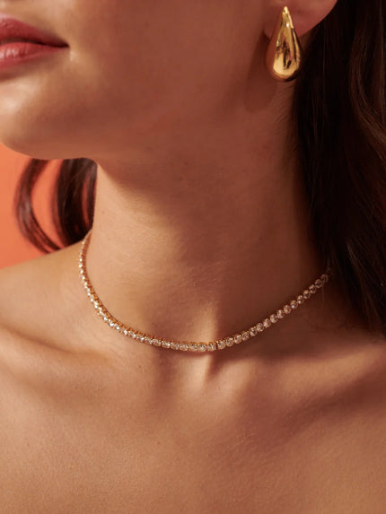 Lustre & Sage Tennis Diamante 18k Gold Plated Necklace