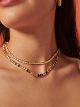 Load image into Gallery viewer, Lustre &amp; Sage Rainbow Tennis 18K Gold Plated Necklace
