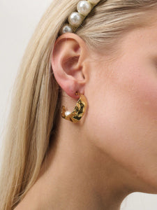 Lustre & Sage Crescent Pearl 18K Gold Plated Earrings