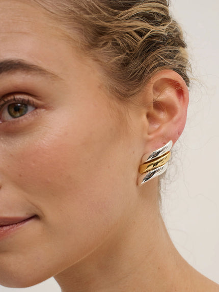Lustre & Sage Angel Duotone Plated Statement Earrings