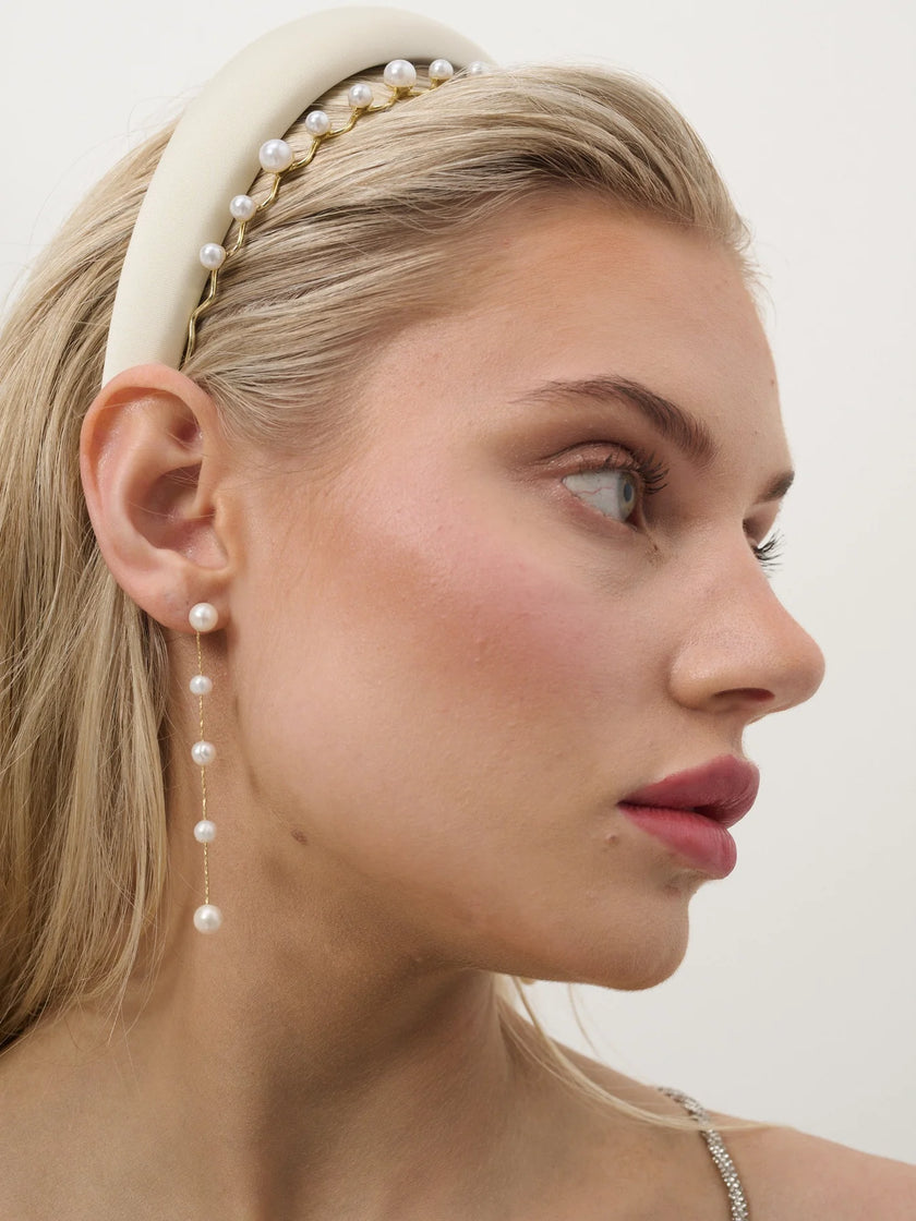 Angels Whisper Satin Plain Padded Headband White