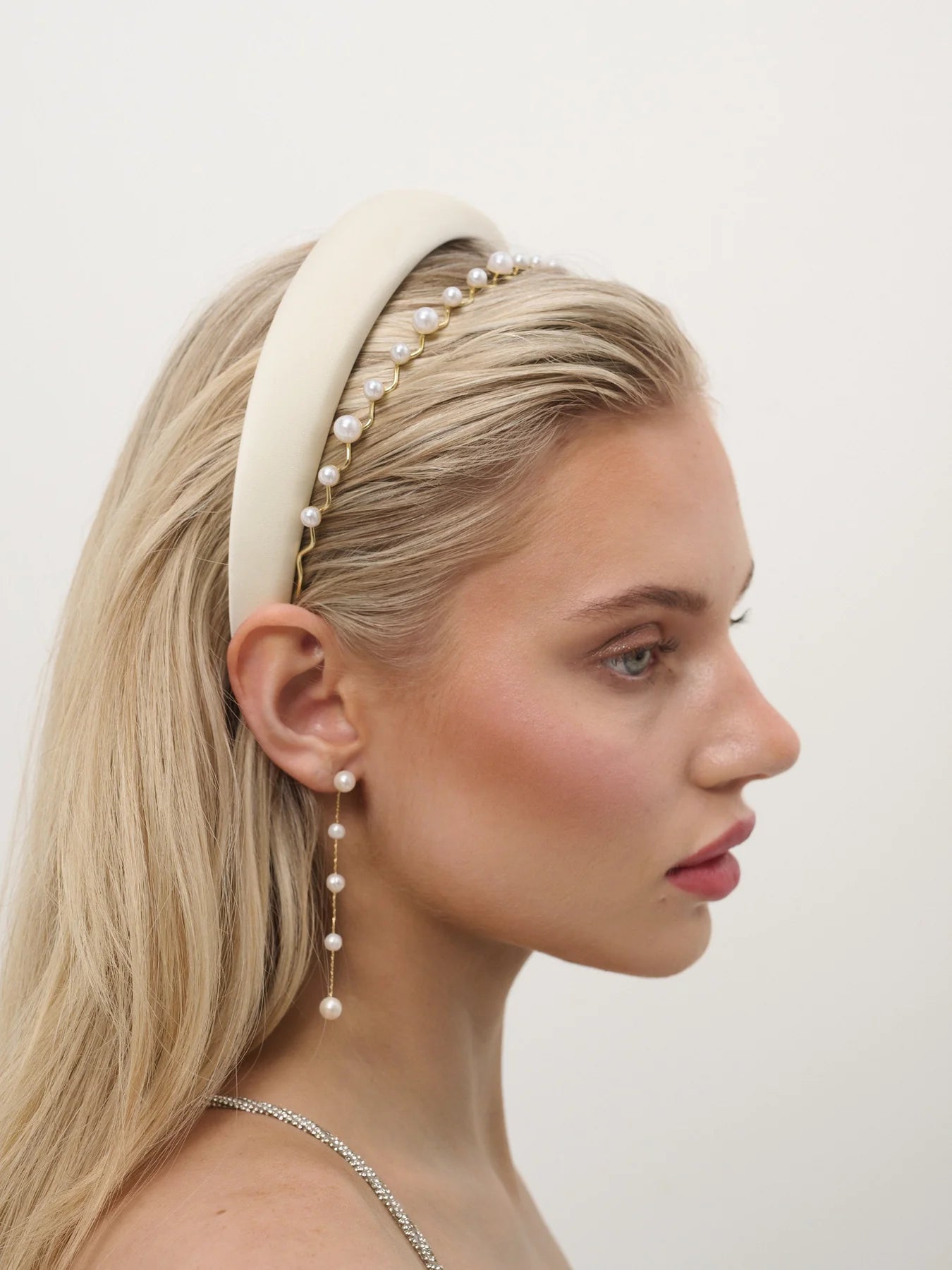 Angels Whisper Satin Plain Padded Headband White
