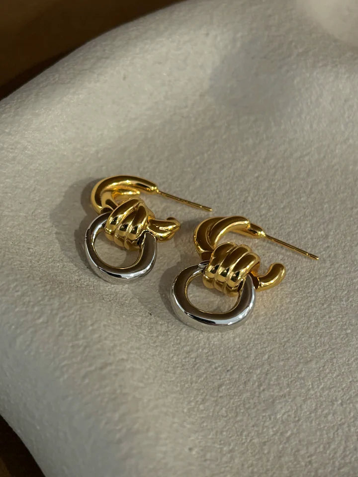 Lustre & Sage Delica Knotted Mixed Plated Earrings