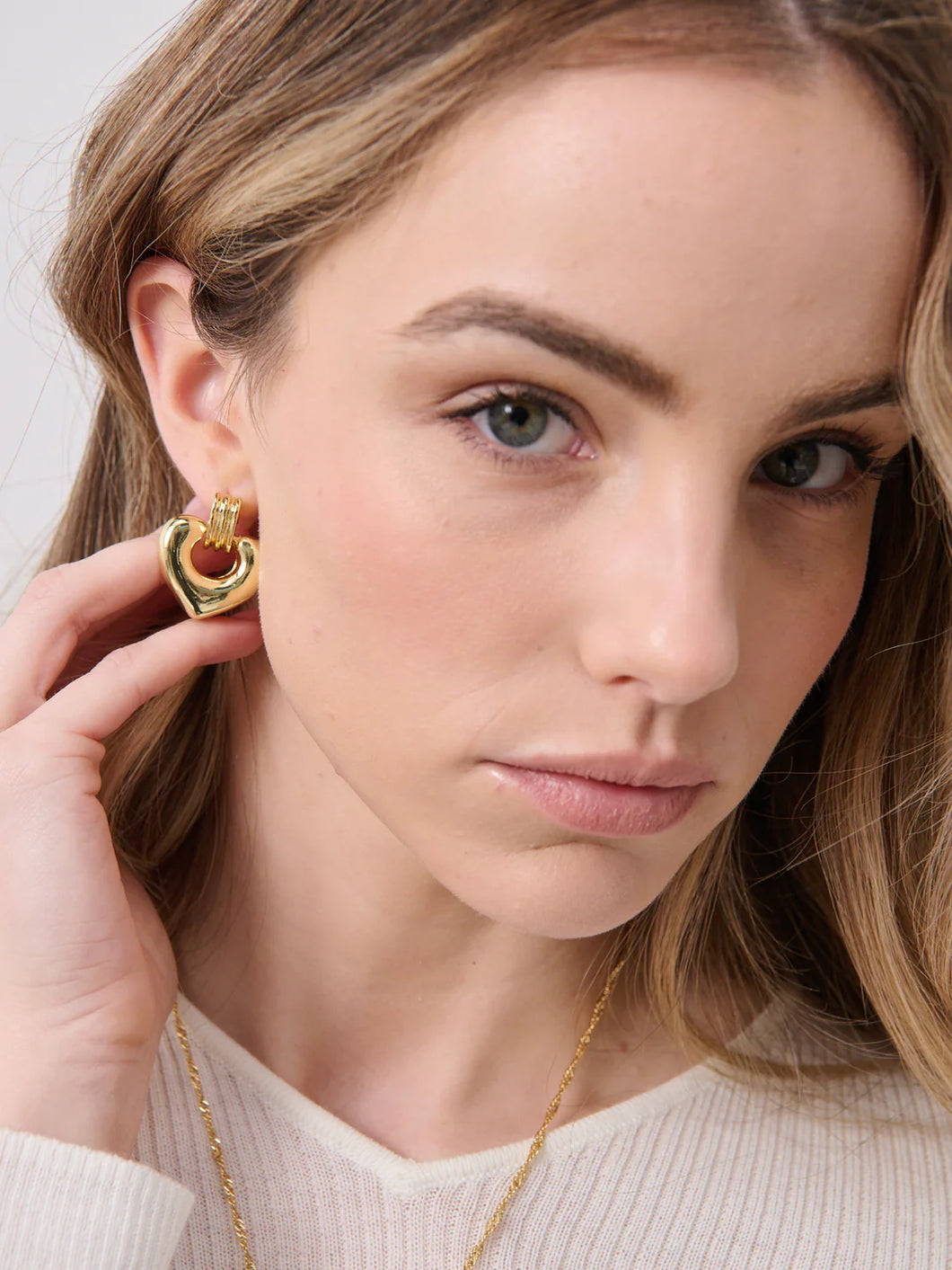 Lustre & Sage Tania Heart 18K Gold Plated Earrings