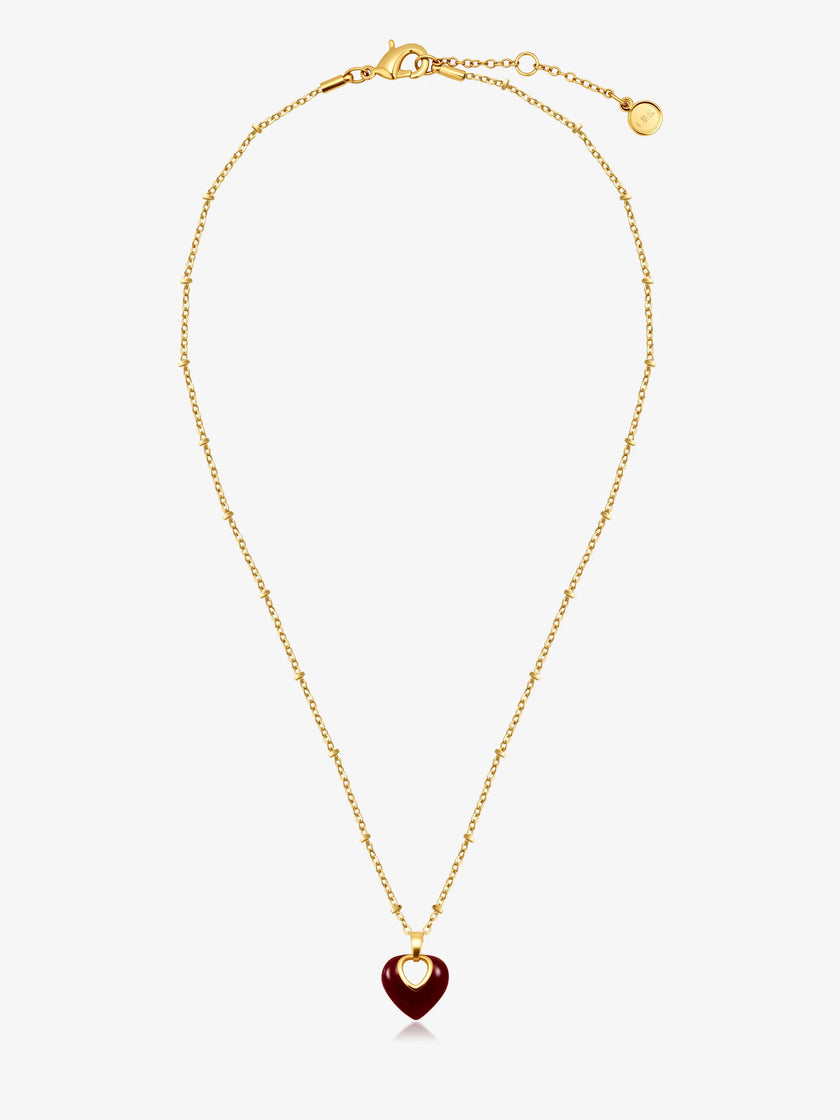 Lustre & Sage Jules Red Heart 18k Gold Plated Necklace