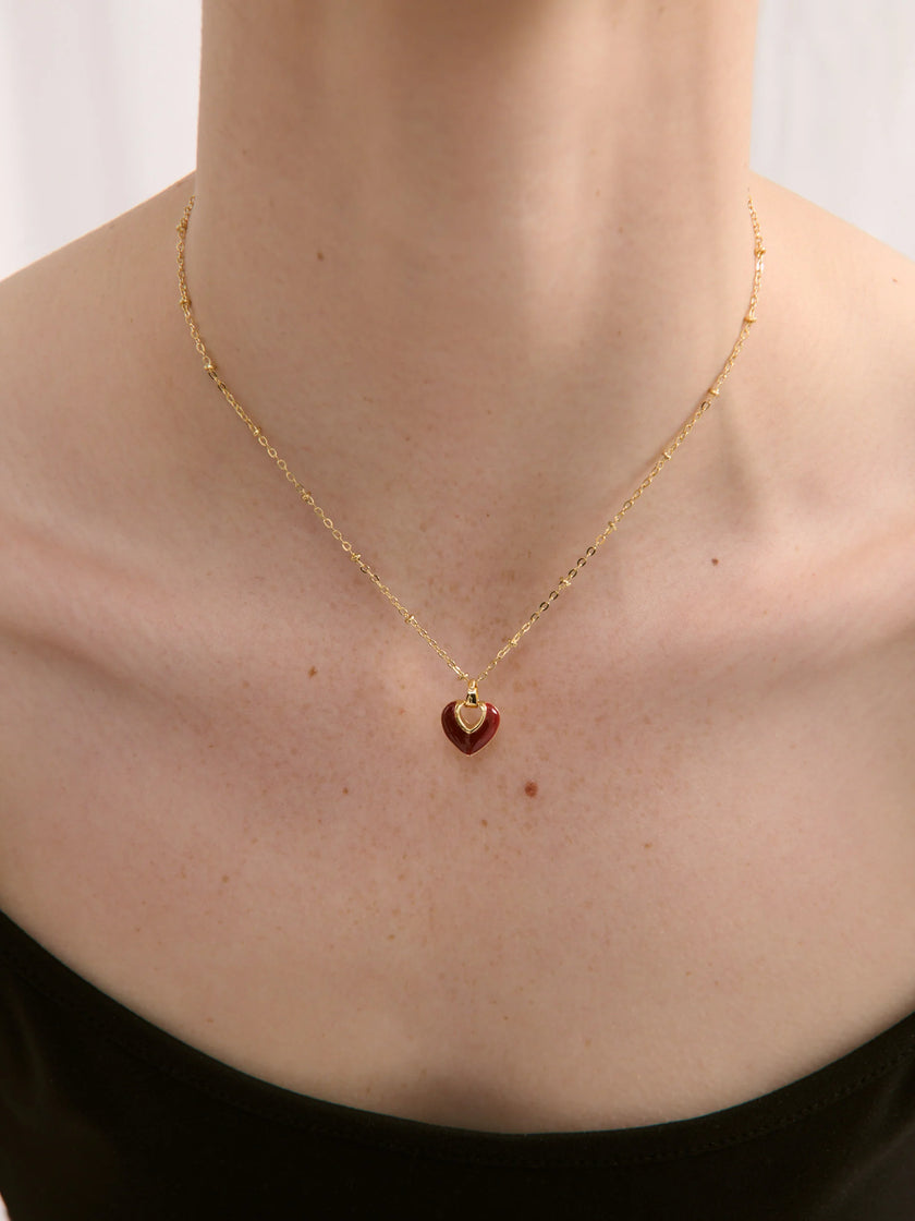 Lustre & Sage Jules Red Heart 18k Gold Plated Necklace