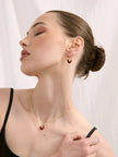 Lustre & Sage Jules Heart 18k Gold Plated Earrings Red