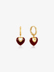 Lustre & Sage Jules Heart 18k Gold Plated Earrings Red