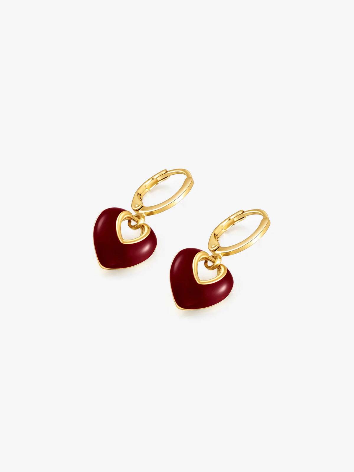 Lustre & Sage Jules Heart 18k Gold Plated Earrings Red