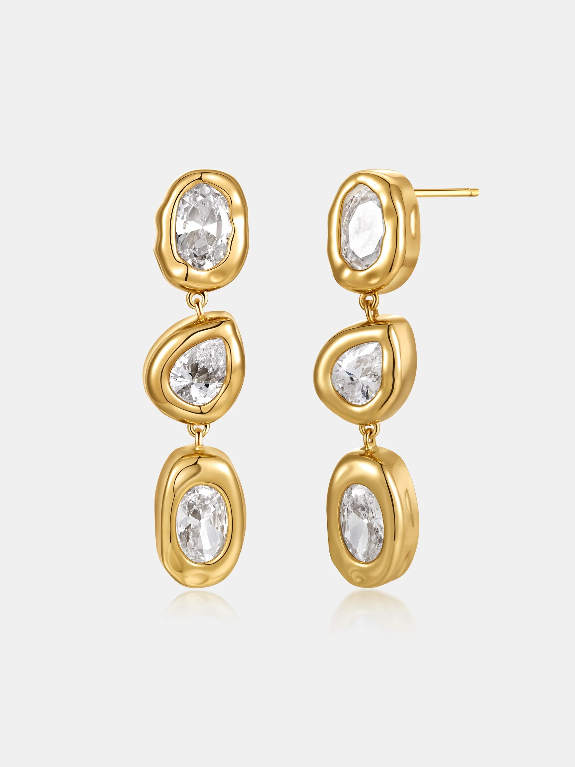 Lustre & Sage Cascade Crystal 18K Plated Drop Earrings Gold