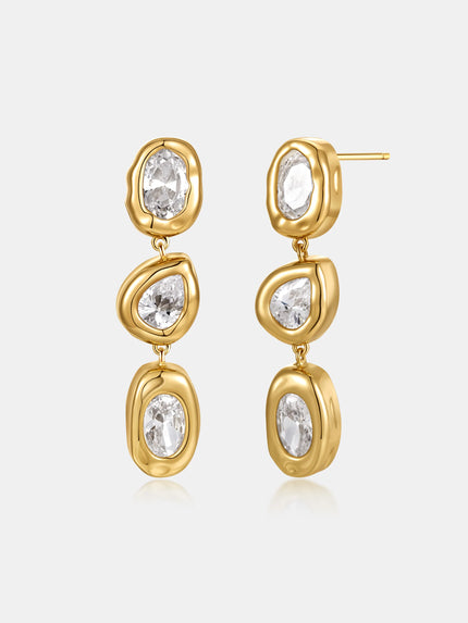 Lustre & Sage Cascade Crystal 18K Plated Drop Earrings Gold