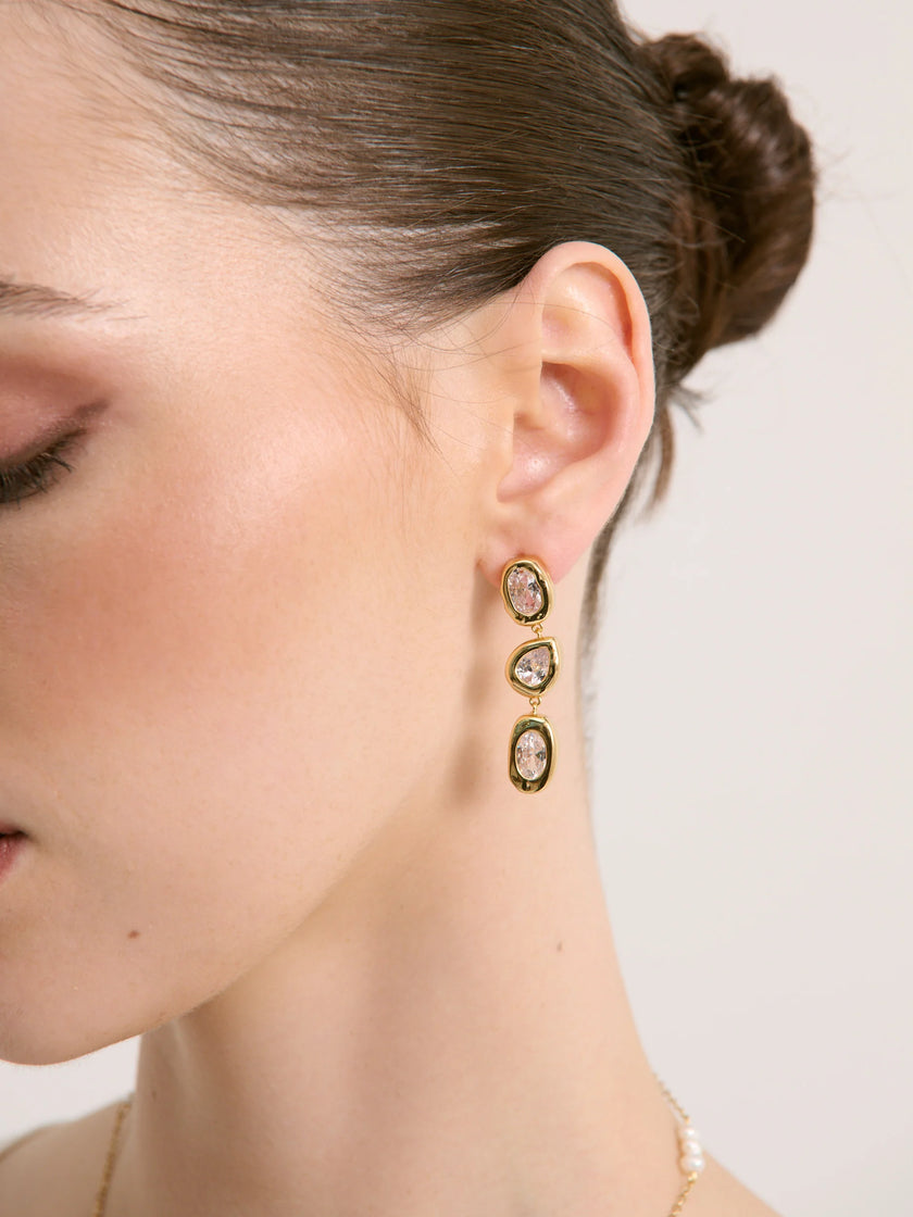 Lustre & Sage Cascade Crystal 18K Plated Drop Earrings Gold