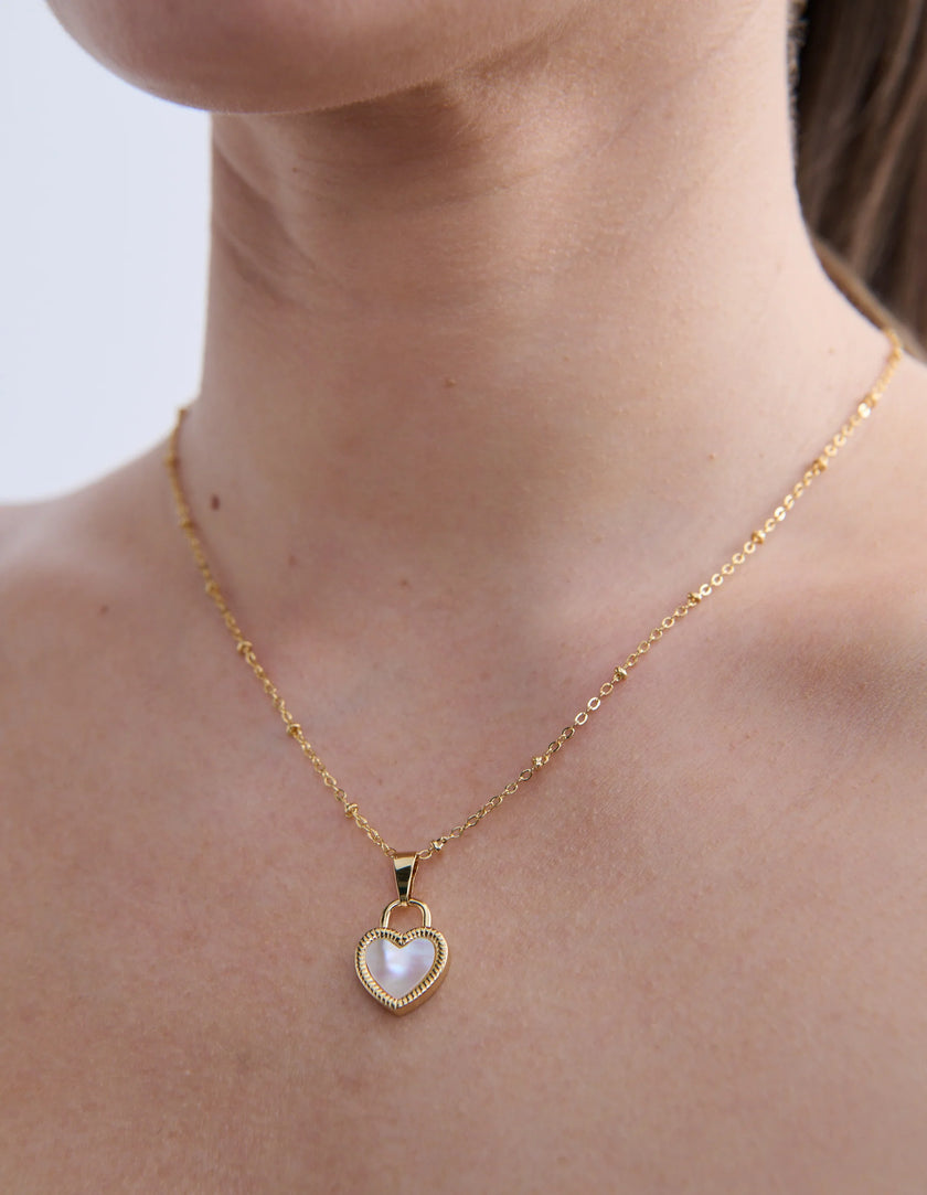 Lustre & Sage Valentina Reversible Heart Necklace Red/White