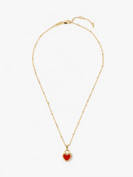 Lustre & Sage Valentina Reversible Heart Necklace Red/White
