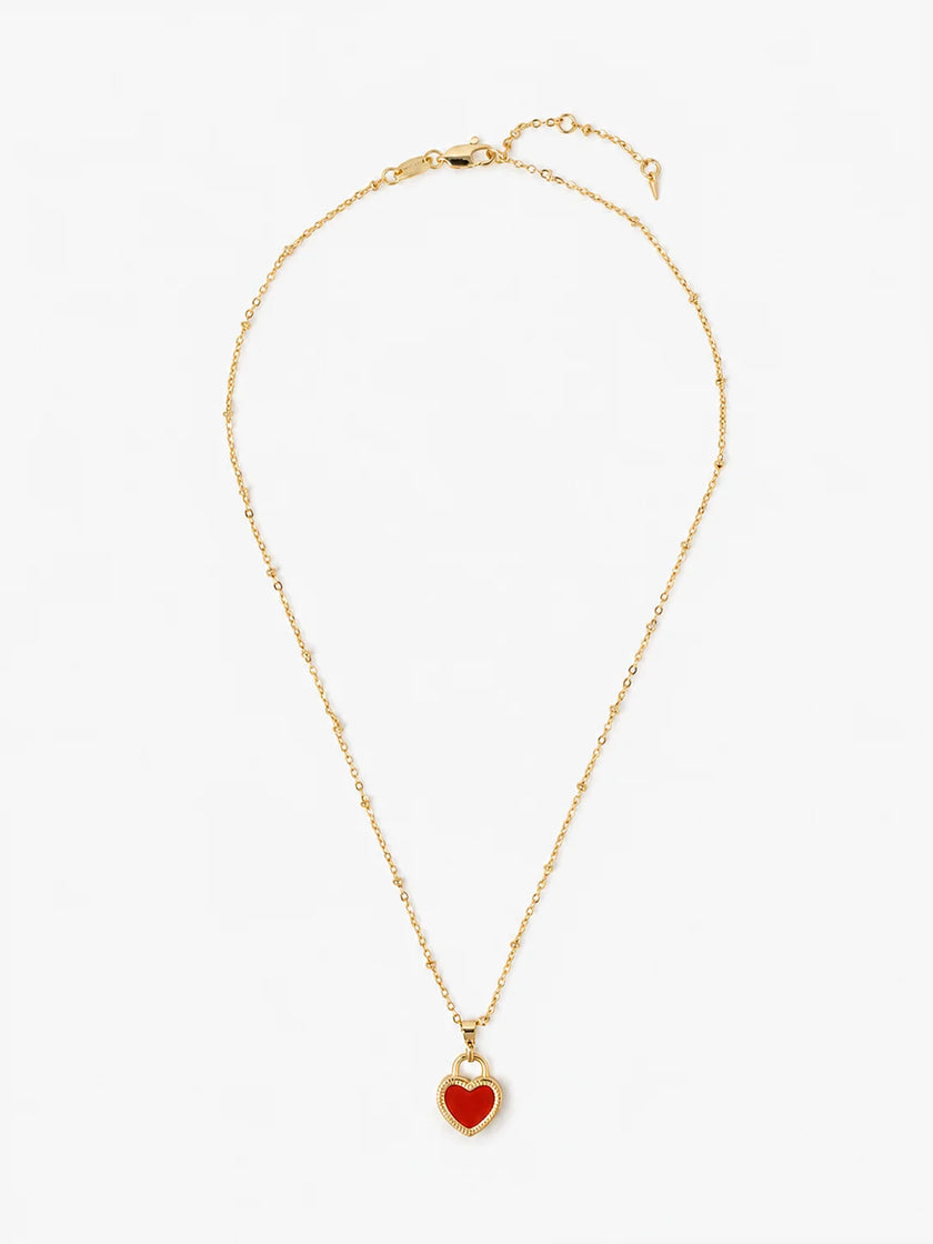 Lustre & Sage Valentina Reversible Heart Necklace Red/White