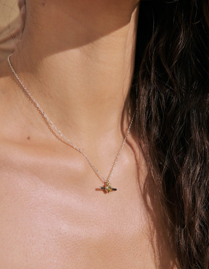 Lustre & Sage Dual Tone T-Bar Necklace