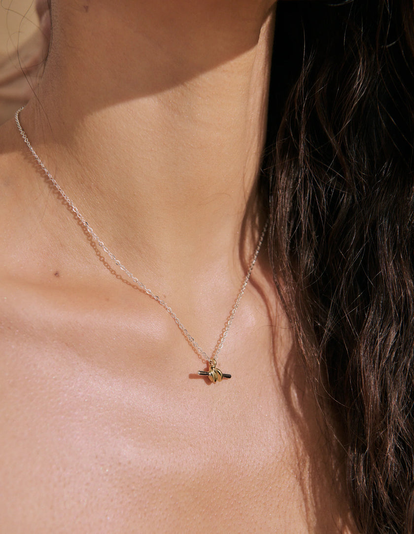 Lustre & Sage Dual Tone T-Bar Necklace