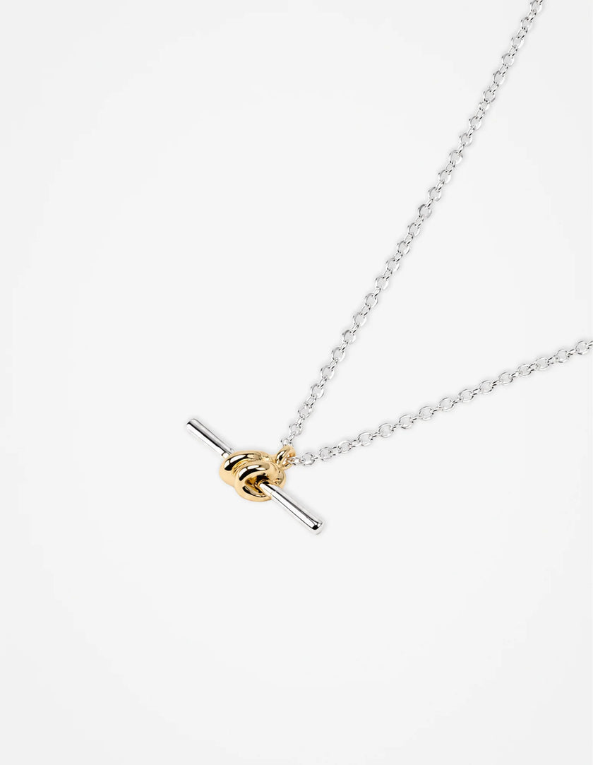 Lustre & Sage Dual Tone T-Bar Necklace