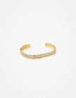 Lustre & Sage Lusine Hammered Rhinestone Cuff Bangle Gold