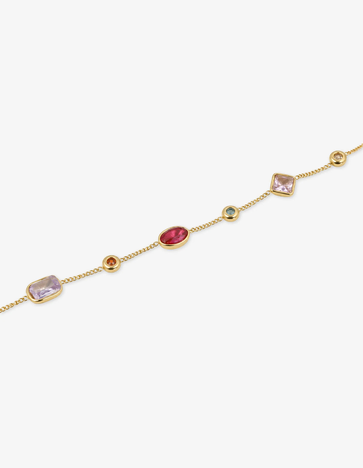 Lustre & Sage Rosy Glass Crystal Bezel Station Bracelet