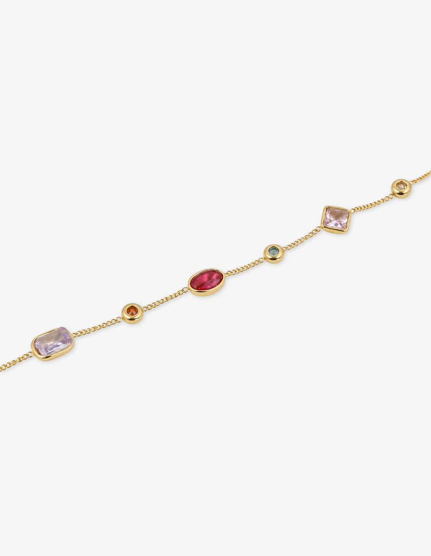 Lustre & Sage Rosy Glass Crystal Bezel Station Bracelet