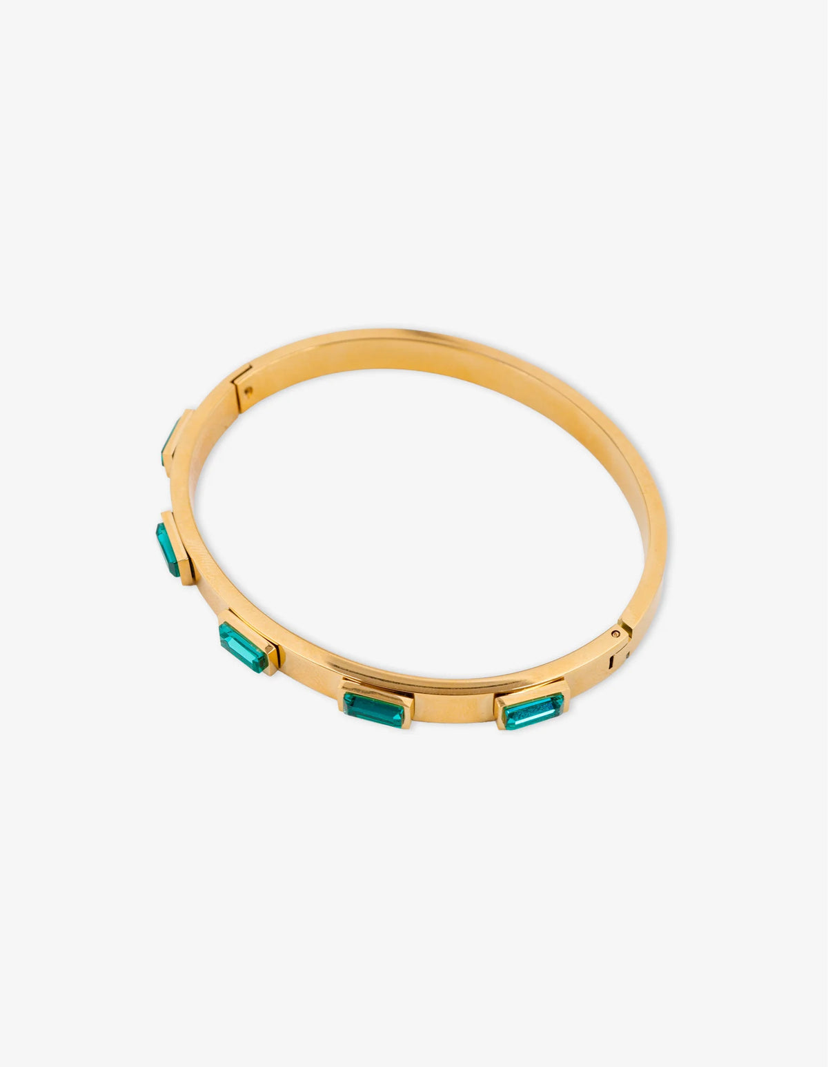 Lustre & Sage Viridian Crystal 18K Gold Plated Bangle
