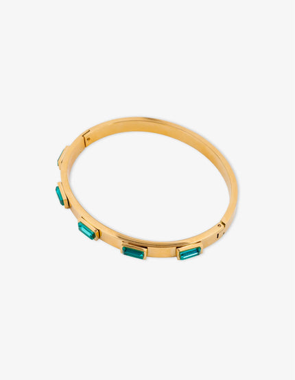 Lustre & Sage Viridian Crystal 18K Gold Plated Bangle