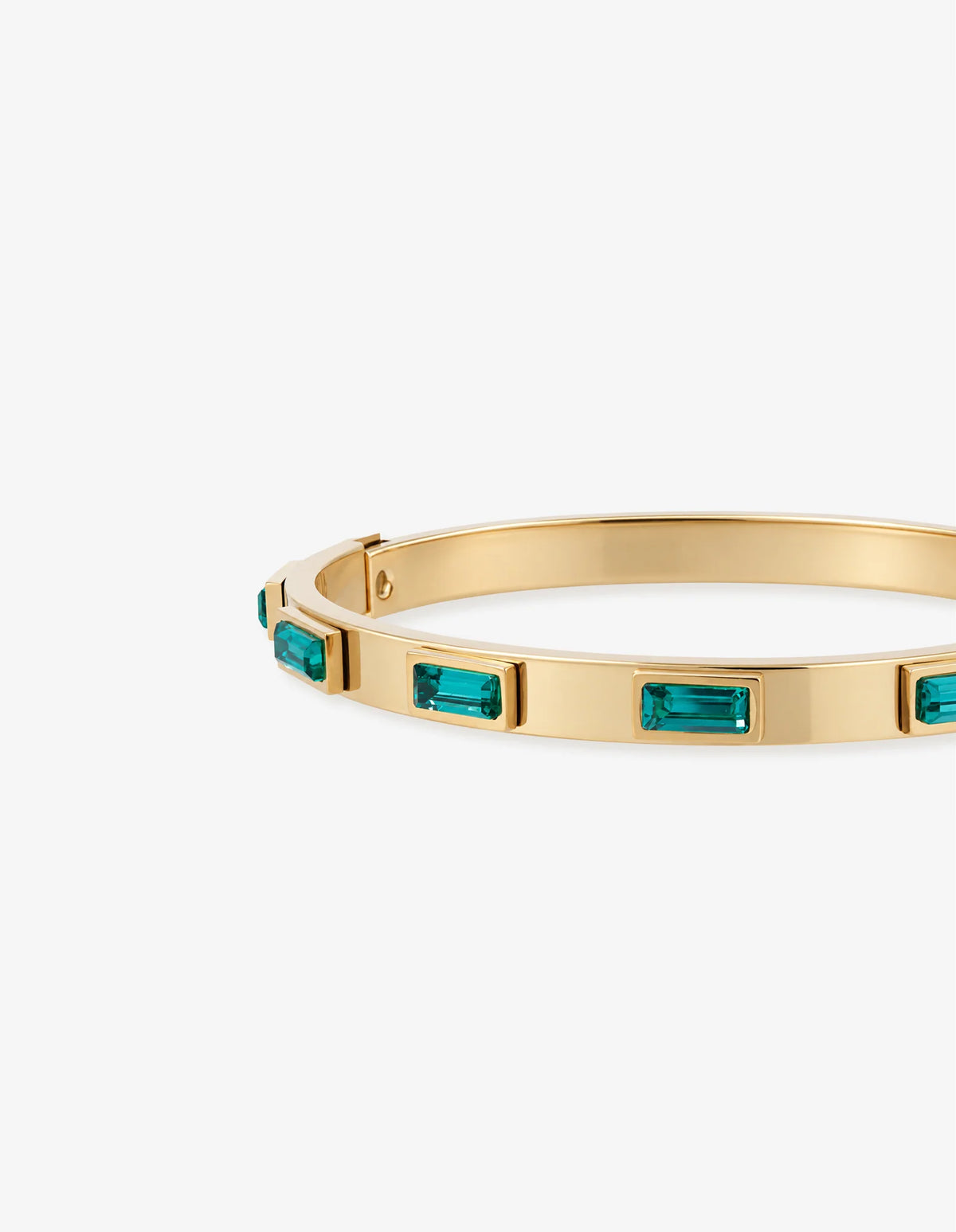 Lustre & Sage Viridian Crystal 18K Gold Plated Bangle
