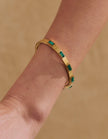Lustre & Sage Viridian Crystal 18K Gold Plated Bangle