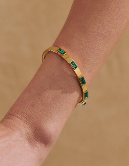 Lustre & Sage Viridian Crystal 18K Gold Plated Bangle