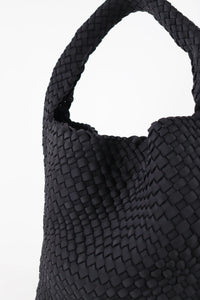 Lustre & Sage Layla Woven Tote Bag Black