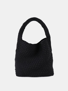 Lustre & Sage Layla Woven Tote Bag Black