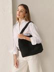 Lustre & Sage Layla Woven Tote Bag Black