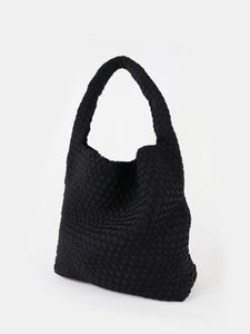 Lustre & Sage Layla Woven Tote Bag Black