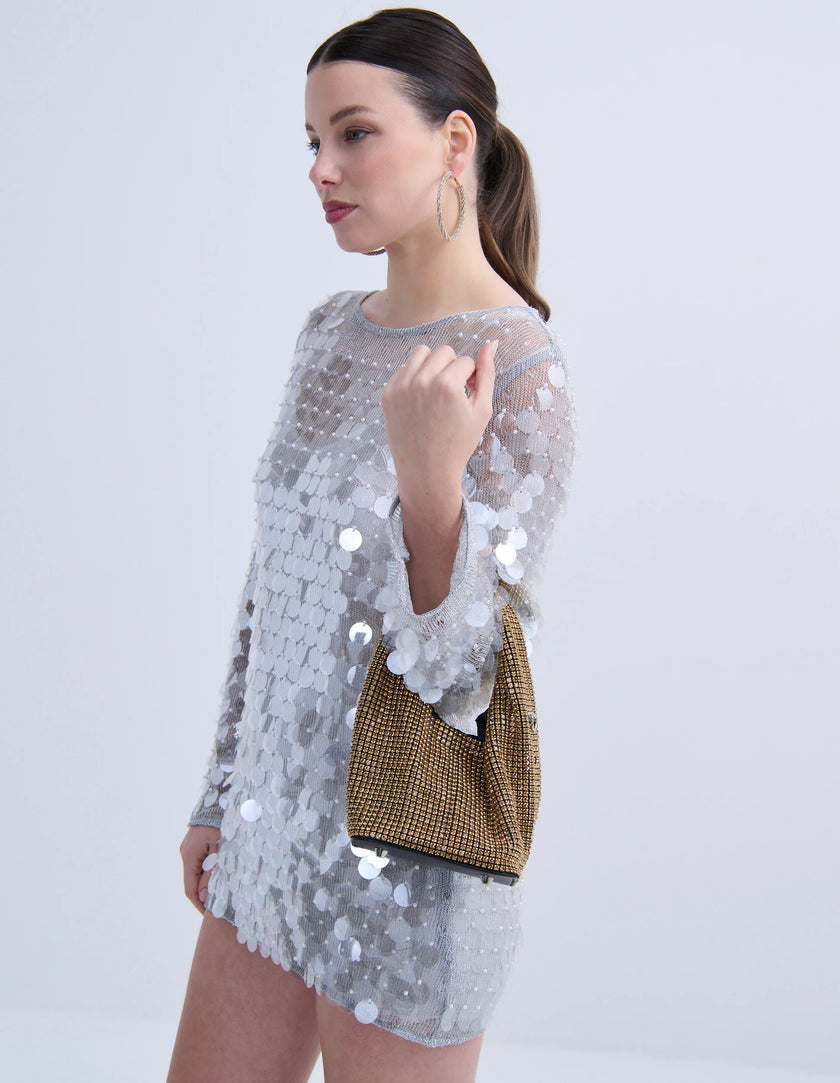 Lustre & Sage Paris Rhinestone Handbag Gold