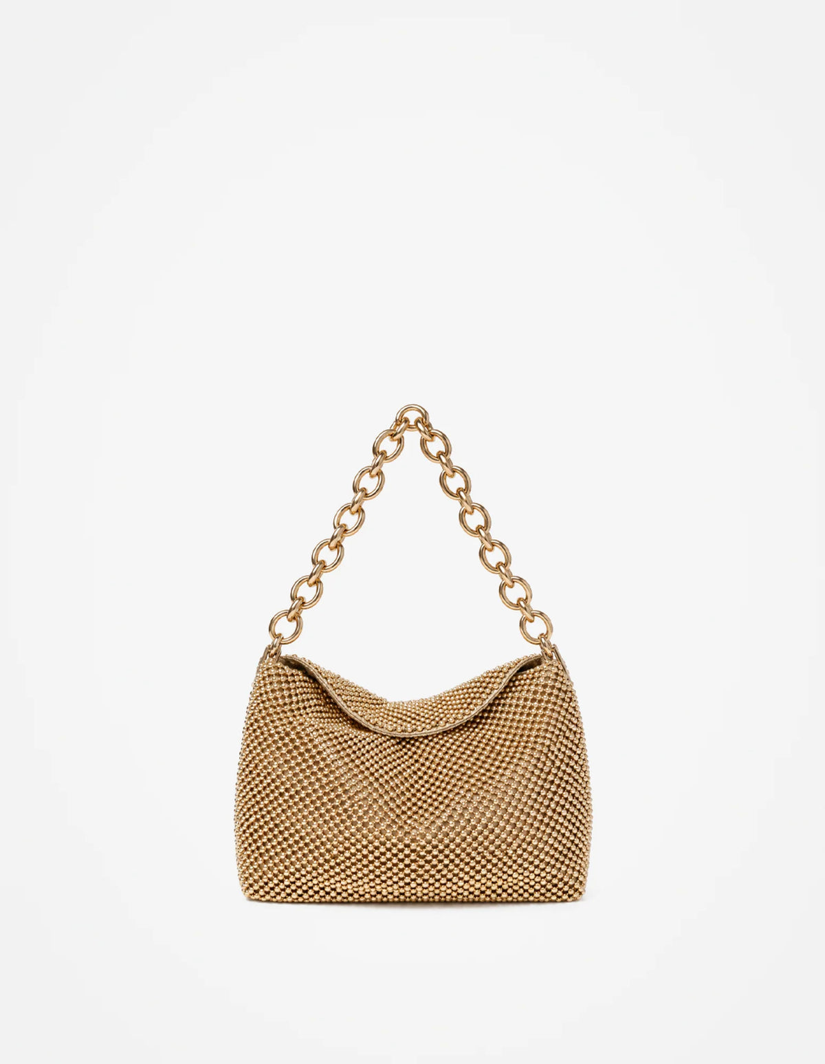 Lustre & Sage Reverie Metallic Beaded Chain Bag Gold