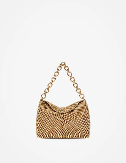 Lustre & Sage Reverie Metallic Beaded Chain Bag Gold