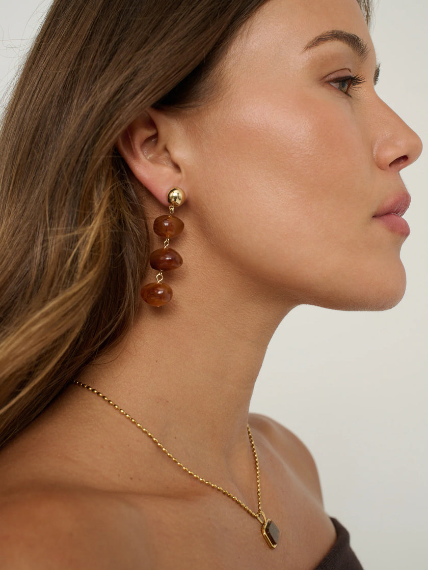 Lustre & Sage Roberto Resin Drop Earrings Brown