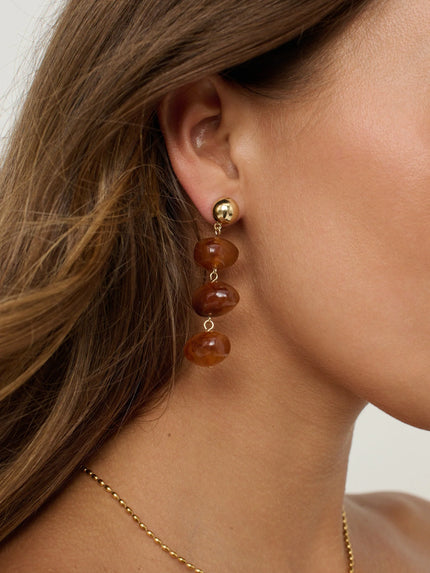 Lustre & Sage Roberto Resin Drop Earrings Brown