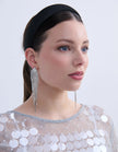 Lustre & Sage Veil Fringe Rhinestone Earrings Silver