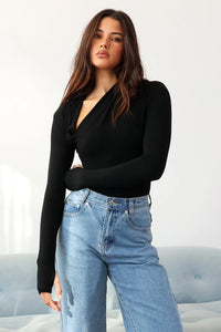 Madison The Label Laury Long Sleeve Top Black