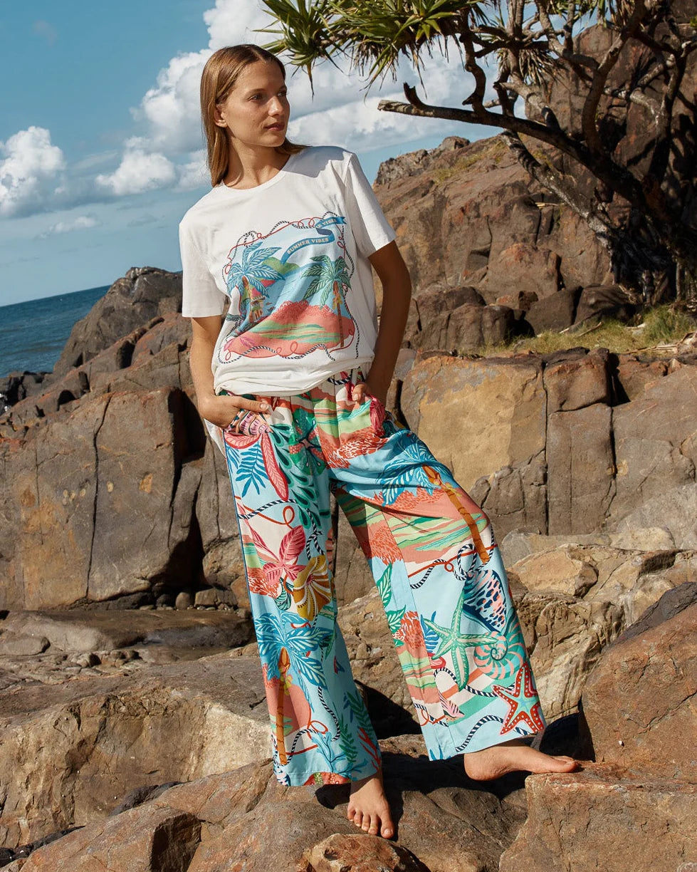 Betty Basics Rio Reef Pant Rio Reef Print Blue