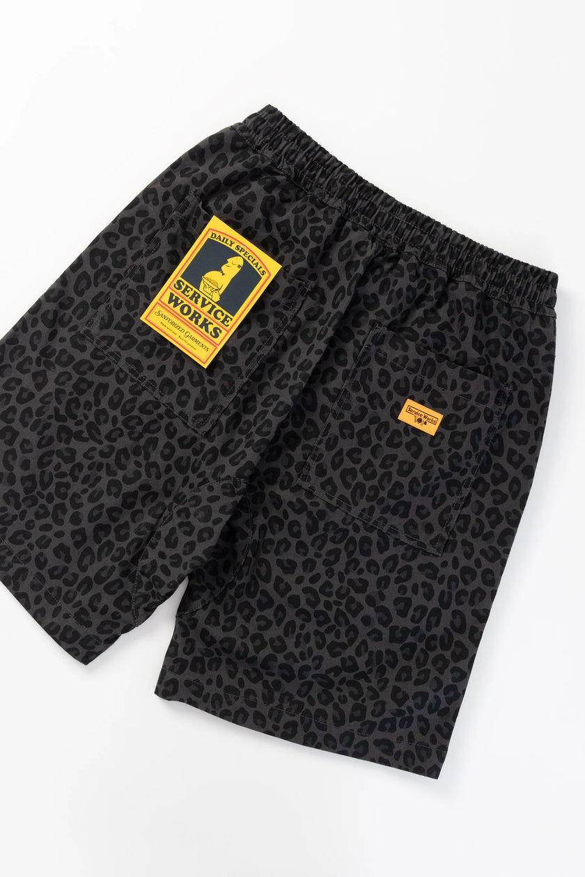 Service Works Patterned Chef Shorts Black Leopard
